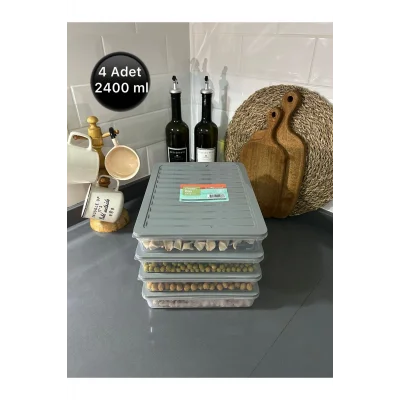  Buzdolabı Düzenleyici Buzdolabı Saklama Kabı Buzluk Kabı 2400 ml ( 4 Adet )