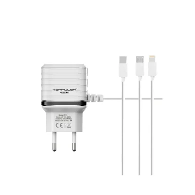 BUĞZ C33 Hızlı Şarj Cihazı 3in1 (dahili Micro Usb Kablolu)