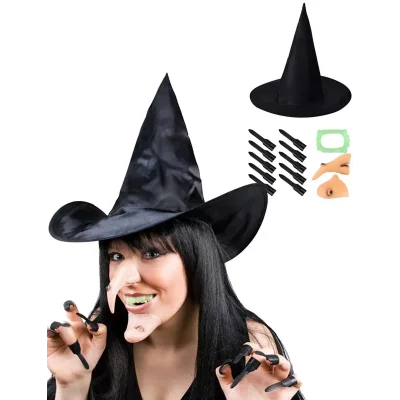 BUĞZ Cadı Şapkası Cadı Tırnakları Cadı Burnu Cadı Çenesi Cadı Diş Seti - Lisinya