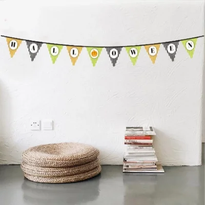 BUĞZ Cadılar Bayramı Kabak Temalı Halloween Yazılı Banner Süs Flama 3 Metre