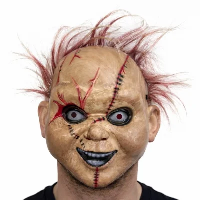 BUĞZ Çaki Korku Bebek Maskesi – Saçlı Plastik Yüz Maskesi