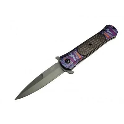 BUĞZ Çakı Mor 22 Cm Yarı Otomatik , Kemerlikli