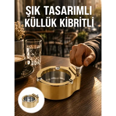 BUĞZ Çakmak Entegreli Küllük Yeniden Doldurulabilir Metal Gövde Yeni Nesil