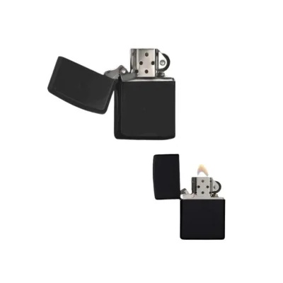 BUĞZ Çakmak Parlak Siyah Benzinli Çakmak Cep Boy Doldurulabilir