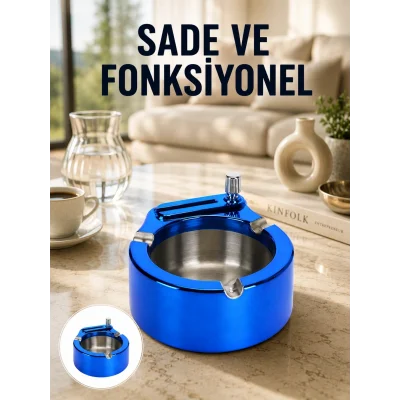 BUĞZ Çakmaklı Küllük Paslanmaz Çelik Şık Masa Aksesuarı Yeni Nesil