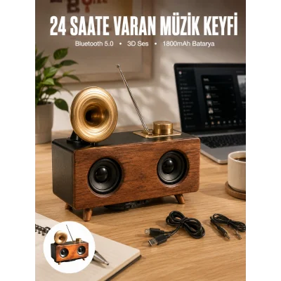 BUĞZ Çalar Radyo Müzik Kutusu Nostaljik Hoparlör Speaker