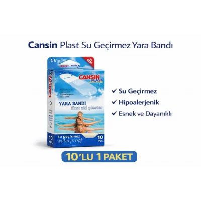 BUĞZ Cansın Plast Su Geçirmez Yara Bandı 10lu 1 Paket Waterproof First Aid Plaster