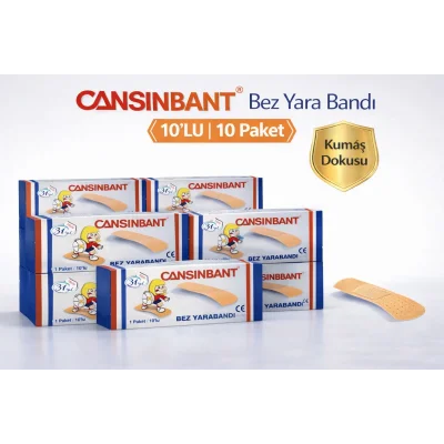 BUĞZ Cansinbant Bez Yarabandı 10 lu 10 Paket 1,9 x 7,2 cm Fabric First Aid Plaster
