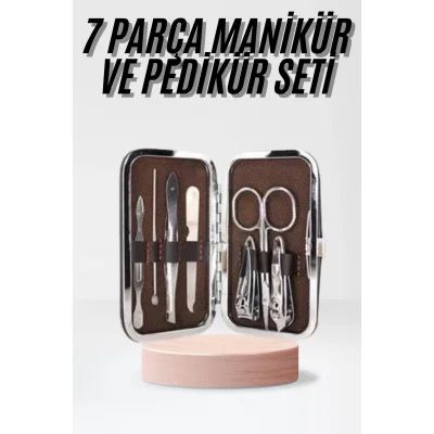 BUĞZ Çantalı 7 Parça Manikür Pedikür Seti Tırnak Makası Cımbız Törpü