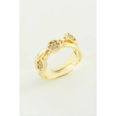  Çapraz Yuvarlak Zirkon Taşlı Yüzük