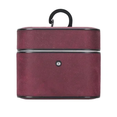  Casquet Apple AirPods 3.nesil Uyumlu Deri Kılıf Fuşya