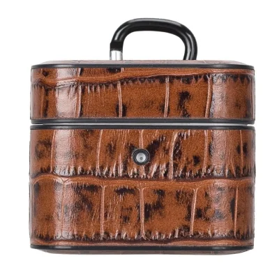  Casquet Apple AirPods 3.nesil Uyumlu Deri Kılıf YK6 Taba