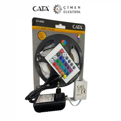 BUĞZ CATA CT 4557 Rgb Şerit Led Set 5 Mt Rgb Led 3 Renk+Trafo+ Kumanda