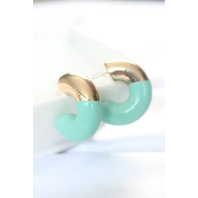 BUĞZ CCB Turkuaz Gold Çift Renk Küpe