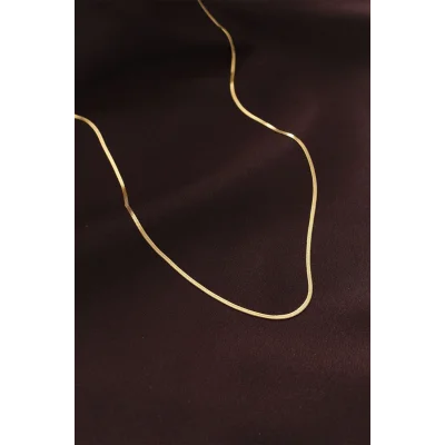 BUĞZ Çelik Gold Renk 60 cm İnce İtalyan Zincir Kolye