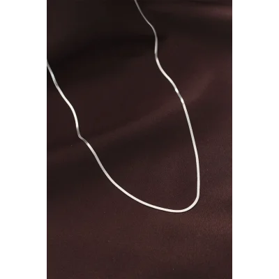 BUĞZ Çelik Gümüş Renk 60 cm İnce İtalyan Zincir Kolye