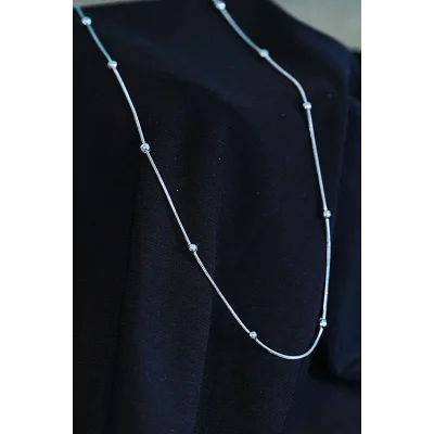 BUĞZ Çelik Kolye Dorika Model Zincir Gümüş Renk