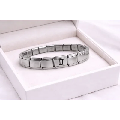 BUĞZ Çelik Nomination Bileklik İkizler Burcu | Paslanmaz Çelik Burç Bilekliği | Modern ve Şık Tasarım