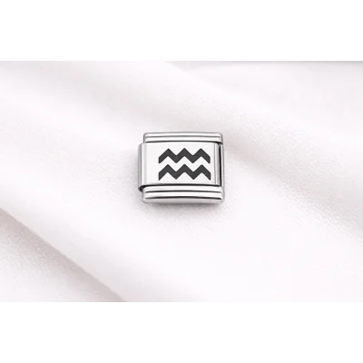 BUĞZ Çelik Nomination Charm Kova Burcu | Paslanmaz Çelik Bileklik Charmı | Burç Temalı Modern Takı