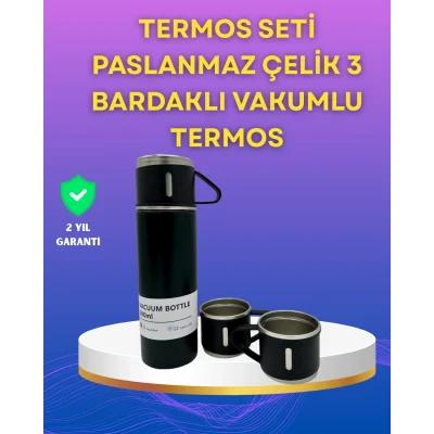BUĞZ Çelik Termos Bardak Seti | 500 ml Kapasite, Kaymaz Taban, Hediye Kutulu