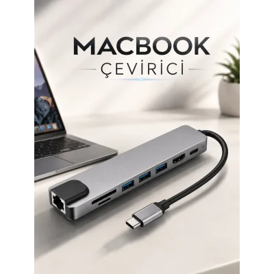 BUĞZ Çevirici Dönüştürücü Adaptör Macbook 3 In 1 Type-C To Hdmı USB 3.0
