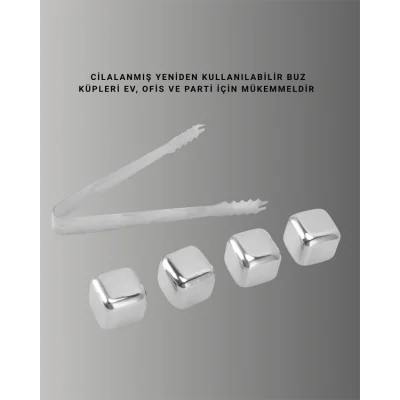 BUĞZ Çevre Dostu Metal Buz Küpü ve Kullanışlı Klips Seti - Lisinya