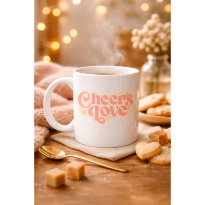BUĞZ Cheers Love Kupa – Model 31 - Sevimli Tasarım, Sıcacık Kahve Keyfi - Özel Tasarım Porselen Kupa