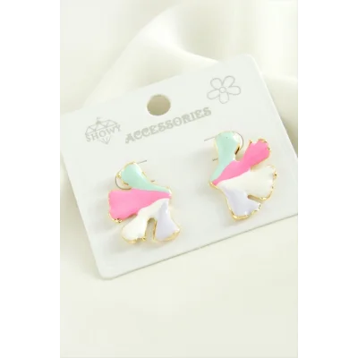  Çiçek Trend Mineli Metal Küpe