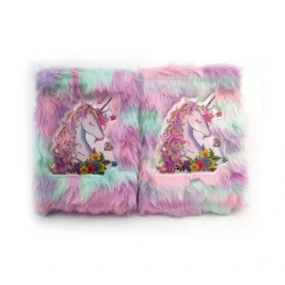 BUĞZ Çiçekli Unicorn Tasarımlı Peluş Hatıra Defteri