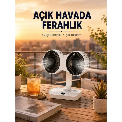 BUĞZ Çift Başlıklı Masa ve Duvara Monte Edilebilir Vantilatör