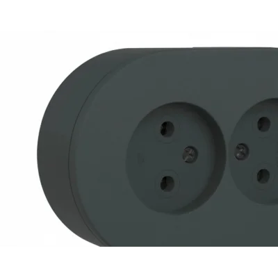BUĞZ Çift Girişli Antrasit Sıva Üstü Topraklı Priz Şık Modern Duvar Elektrik Aksesuarı