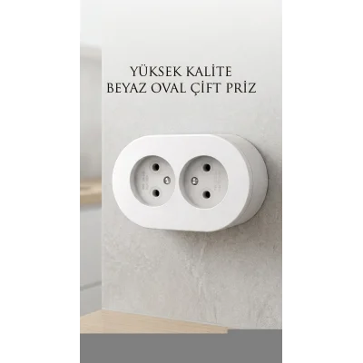 BUĞZ Çift Girişli Beyaz Sıva Üstü Modern Duvar Prizi
