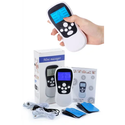 BUĞZ Çift kanallı 4 pedli taşınabilir tens cihazı mini tens masaj aleti elektrikli masaj