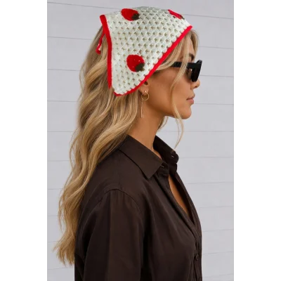 BUĞZ Çilek Örme Bohem Bandana