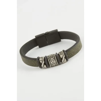  Çini Desenli Kaliteli Mıknatıslı Suni Deri Bileklik