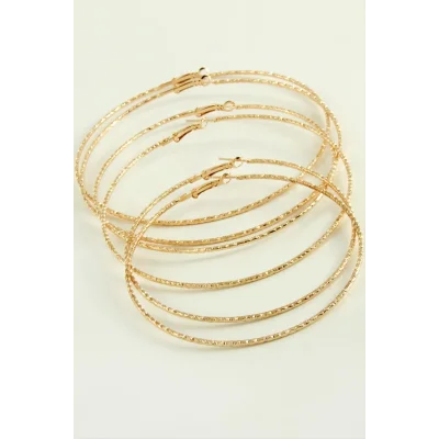  Çizgifli Desenli Metal Halka Küpe 6 Adet