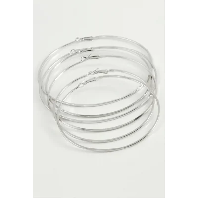  Çizgili Ezme Metal Halka Küpe 6 Adet