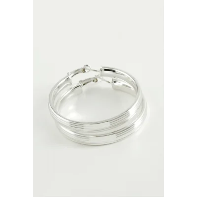  Çizgili Halka Küpe 4,5 cm