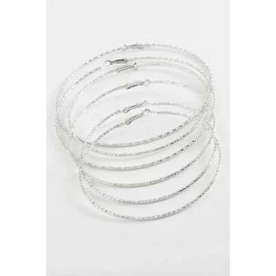  Çizgili Metal Halka Küpe 6 Adet