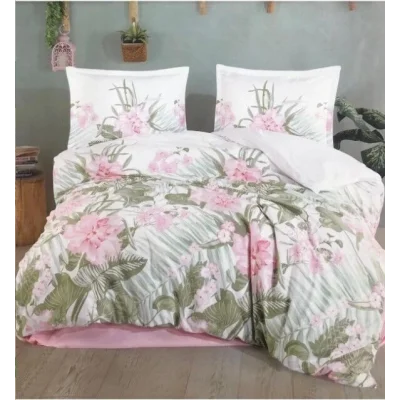BUĞZ Clasy Ranforce Nevresim Takımı Çift Kişilik Forest V1 Pembe