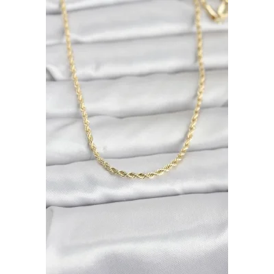 BUĞZ CM 14K Gold Renk Burgu Model Zincirli 60 cm Kadın Kolye
