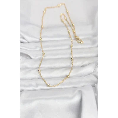 BUĞZ CM 14K Gold Renk Burgu ve Top Zincirli Model 60 cm Kadın Kolye - BUĞZ