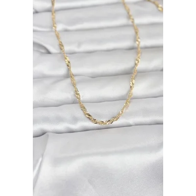 BUĞZ CM 14K Gold Renk Burgu Yassı Model 60 cm Kadın Kolye