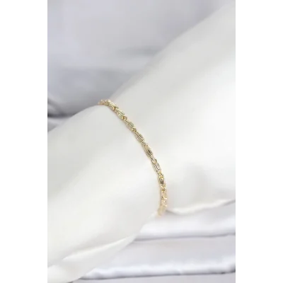 BUĞZ CM 14K Gold Renk Burgu Zincirli Model Kadın Bileklik