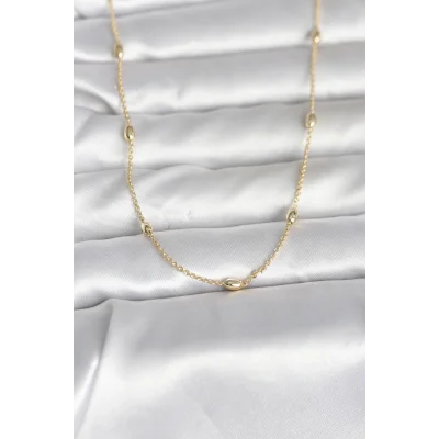 BUĞZ CM 14K Gold Renk Damla Topçuk Model Zincirli 60 cm Kadın Kolye