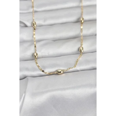 BUĞZ CM 14K Gold Renk Damla Topçuklu Zincir Model 60 cm Kadın Kolye