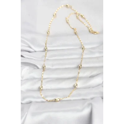 BUĞZ CM 14K Gold Renk Damla Topçuklu Zincir Model 60 cm Kadın Kolye - BUĞZ