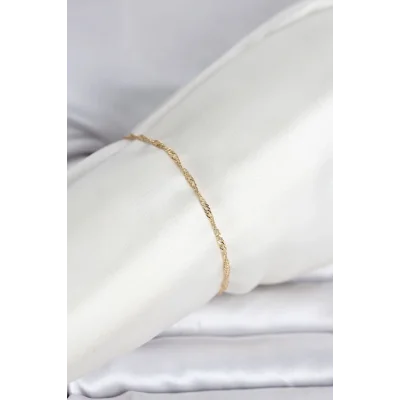 BUĞZ CM 14K Gold Renk Ezme Burgu Zincir Model Kadın Bileklik