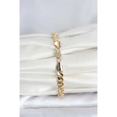 BUĞZ CM 14K Gold Renk Ezme Kalın Zincir Model Kadın Bileklik - BUĞZ