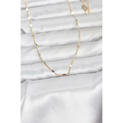 BUĞZ CM 14K Gold Renk Ezme Kalp Detaylı 60 cm Zincir Kadın Kolye